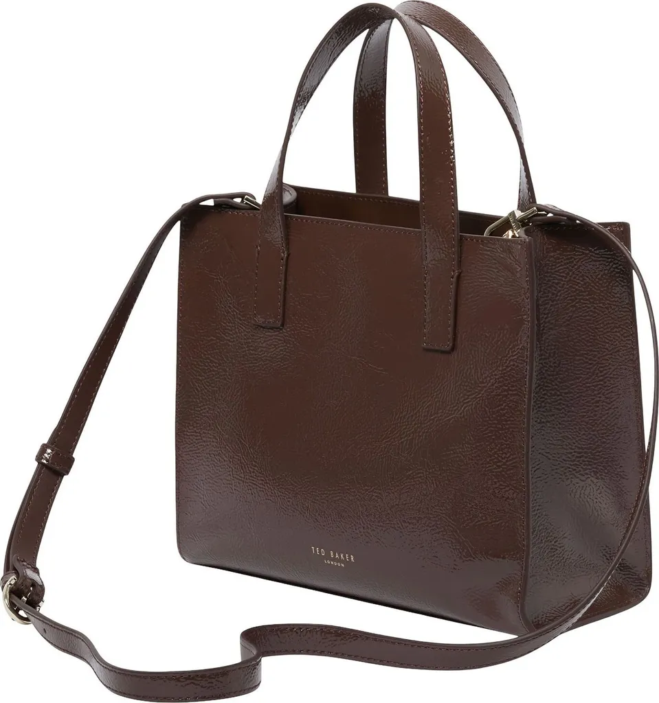 Ted Baker Rouseta Sac à Main en Cuir Marron Chocolat avec Détail Rose