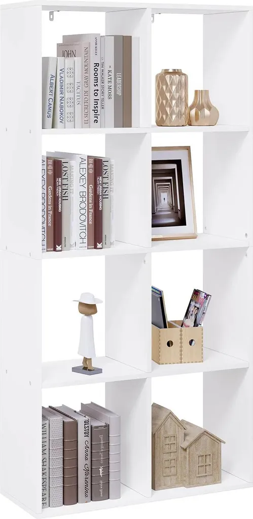 Meuble de bureau blanc 8 compartiments bois pour dossiers et décoration - 3