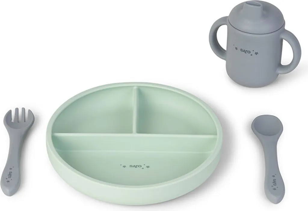 Saro Food & Fun Kit d'alimentation Argenté Ensemble de Repas pour Bébé