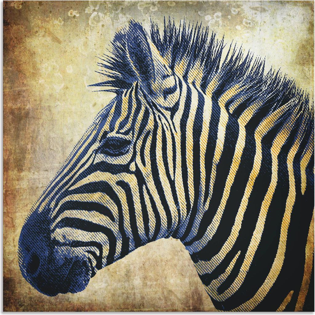 ARTland Wandbild Alu für Innen & Outdoor Zebra Porträt PopArt Größe: 70x70 cm