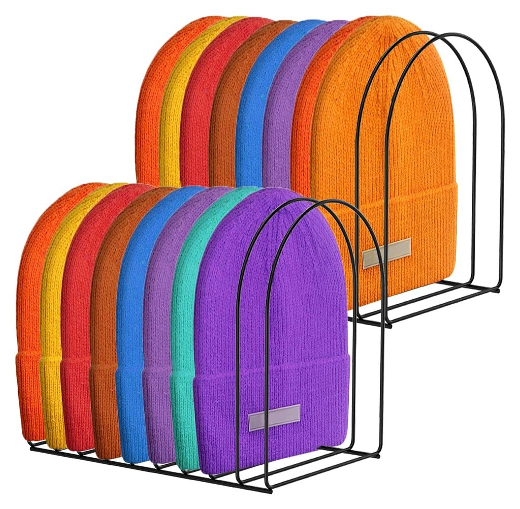2 Stück Hutständer,Kappenhalter aus Metall,Wollmützenhalter,Strickmützen Ständer,Kappen Organizer,Vielseitig Cap Aufbewahrung,für Theke,Schra...
