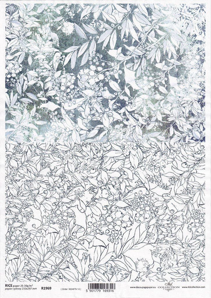 ITD Reispapier Decoupage Bastelpapier Serviettentechnik, ITD-R1969 Blumenmotive