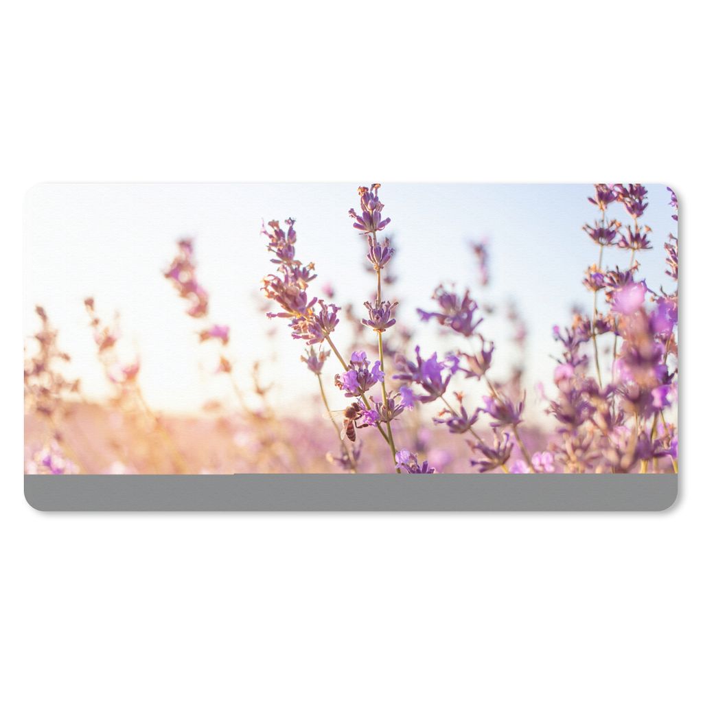 MuchoWow Schreibtischunterlage Lavendel - Nahaufnahme - Sonne - Blumen - Lila 80x40 cm - XXL Mauspad - Gaming Mauspad
