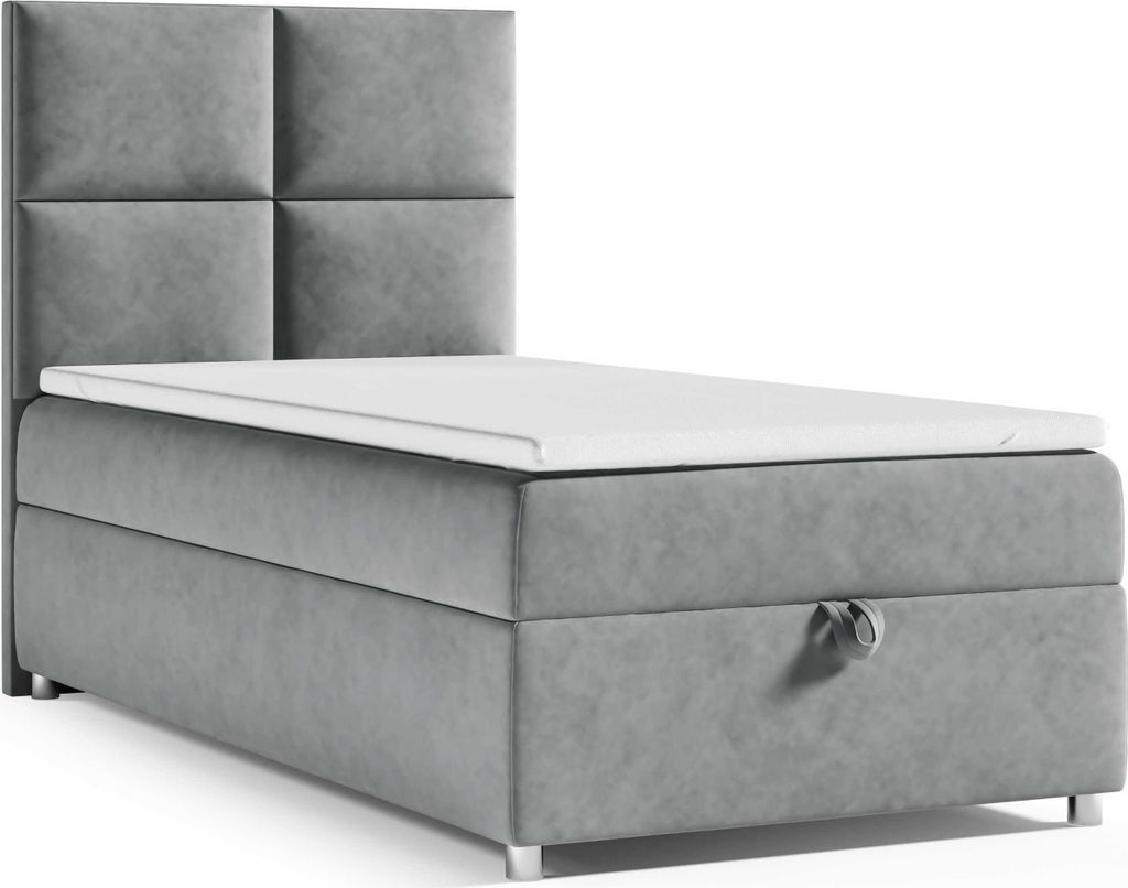 Best for Home Boxspringbett mit Bettkasten Trinity K2-SINGLE 80x200 Bonellfederkern inkl. Topper – Grau