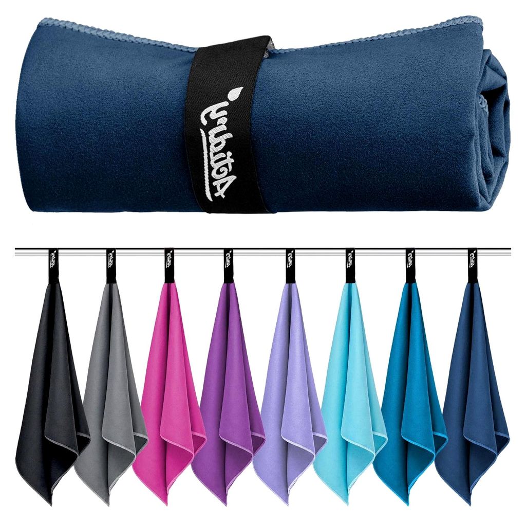 Mikrofaser Handtücher 2er Set L+S (80 x 160 + 40 x 80 cm) - Marineblau