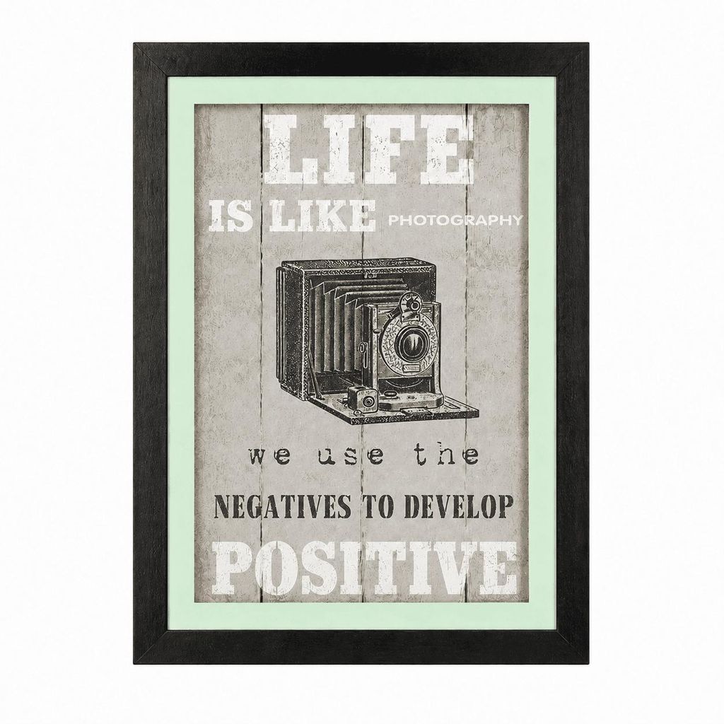 Wandbild Bilderrahmen Kamera Typografie Spruch Bild Produktbild 