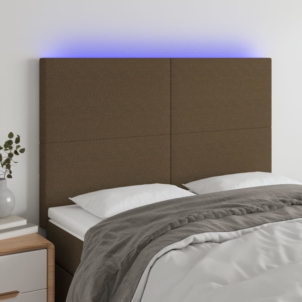 Maison Exclusive - LED Kopfteil Dunkelbraun 144x5x118/128 cm Stoff