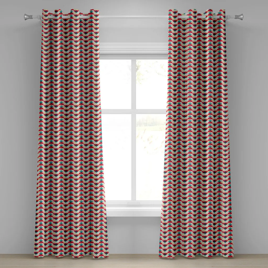 Rideau à œillets vintage ABAKUHAUS 280x245 cm motif géométrique vert