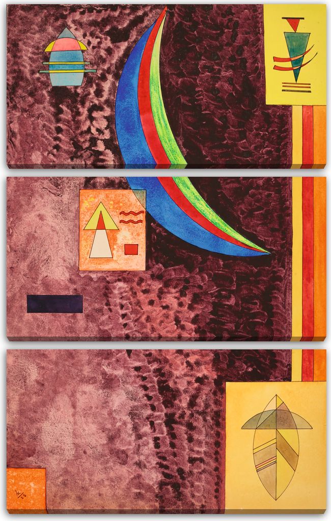 Leinwandbild 3-teilig (80x120cm): Wassily Kandinsky - Scharf (1928), echter Holz-Keilrahmen inkl. Aufhänger, handgefertigt in Deutschland