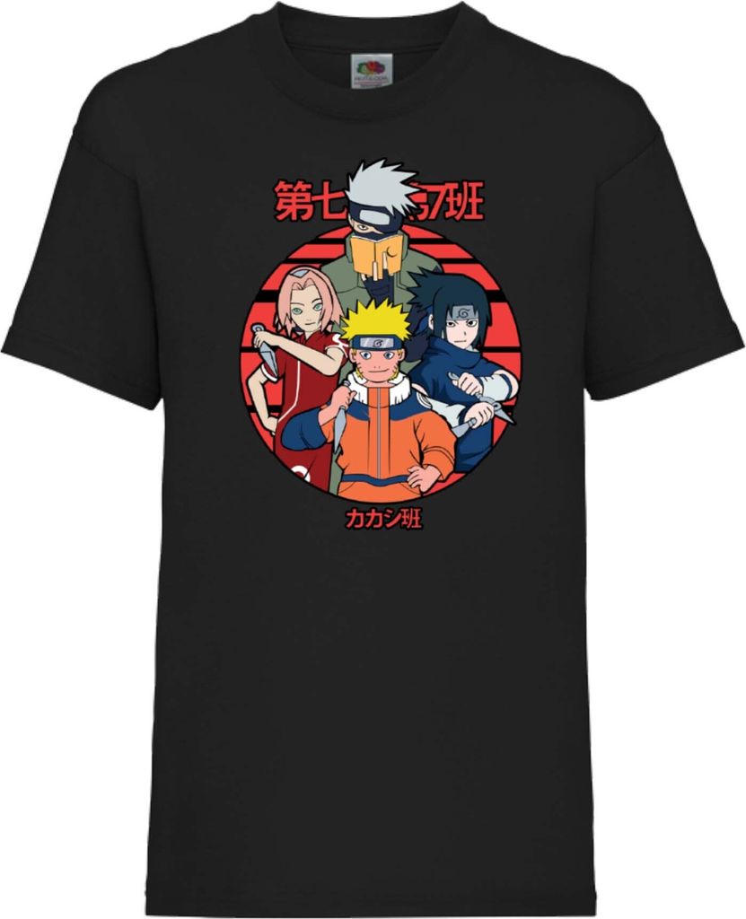 Kinder T-Shirt Japan Animation Manga Anime Comics Naruto Team 7 01 Var-031 Team Members, 12-13 Jahr - 152 / Schwarz