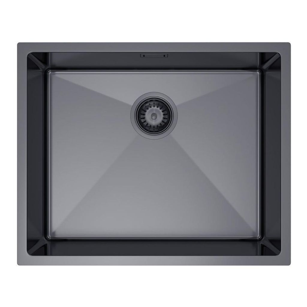 VBChome Unterbauspüle 54x44 cm Edelstahl Graphit Küchenspüle Einbauspüle 1 Becken ohne Abtropffläche Tiefe 21 cm Spülbecken ab 60 cm Untersch...