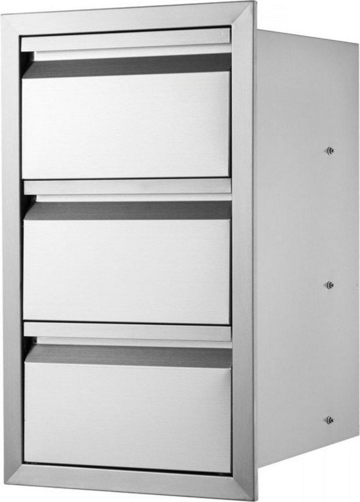 Ladenschublade für Außenküche – BBQ Lade – Edelstahl (RVS) – Lebensmittelecht – 3 Fächer – Für Outdoor & Garten