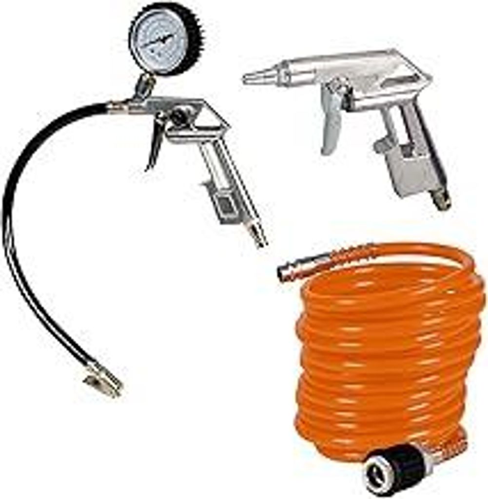 Original Einhell Druckluftset 3-tlg. (Kompressor Zubehör, für alle handelsüblichen Kompressoren bis mind. 8 bar, inkl. Ausblaspistole, Reifenfü...