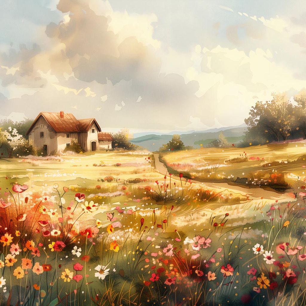 Plakat 50x50cm Ländliches Haus
