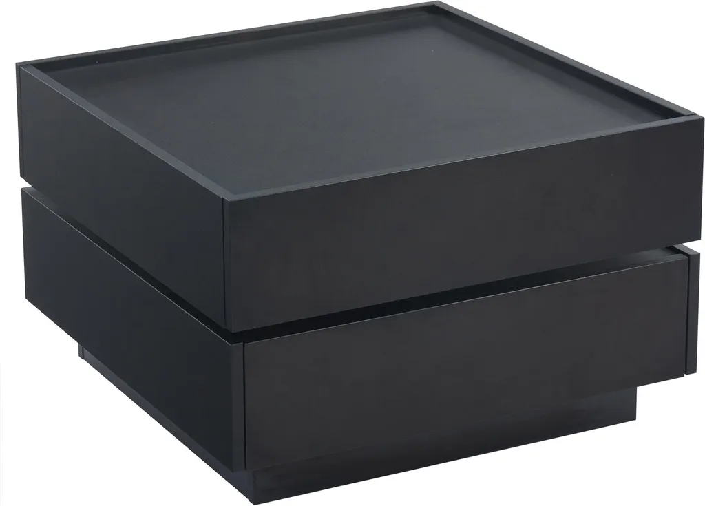 Table basse noire gain de place : plateau pivotant et rangement intégré - 3
