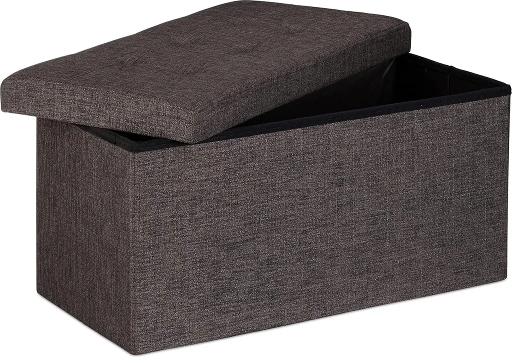 Coffre de rangement assise 2 places pliable 85L en toile marron