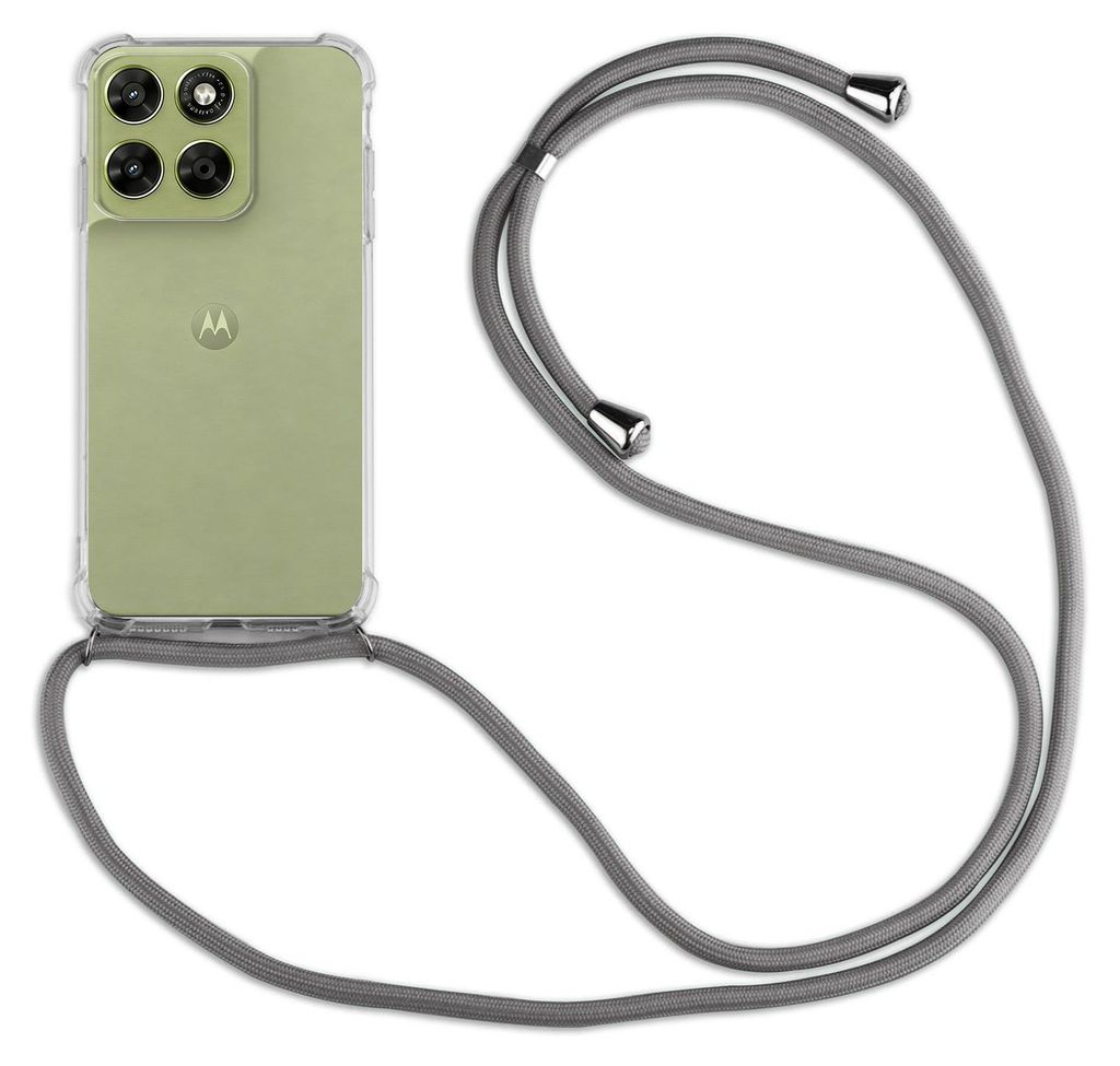 Handykette für Motorola Moto G67 / G77 Hülle mit Band Case Kordel in Grau