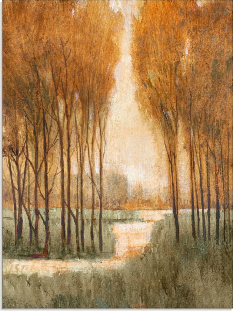 ARTland Glasbild Goldener Wald I Größe: 80x60 cm