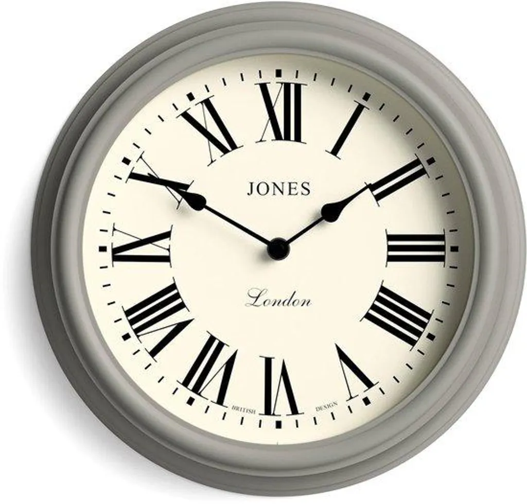 Horloge murale ronde 30 cm grise avec chiffres romains style classique