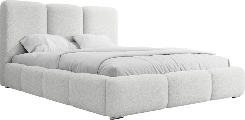 FEDVE Polsterbett Doppelbett Kestle Schlafzimmer Bett Bettkasten Matratze H3 140x200 cm Weiß (Now Or Never 01)