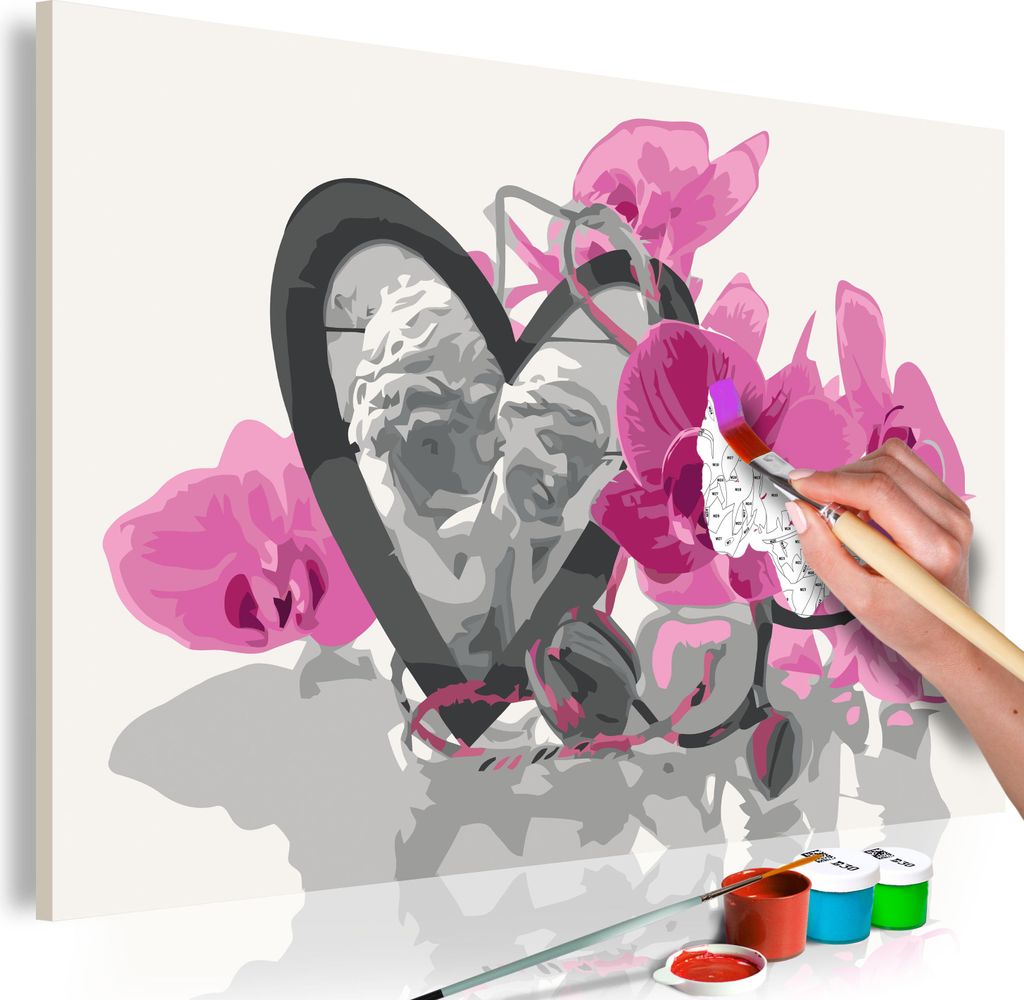 Malen nach Zahlen Blumen & Engel 50x40 cm Malset mit Holzrahmen auf Leinwand für Erwachsene Kinder Gemälde Handgemalt Kit DIY