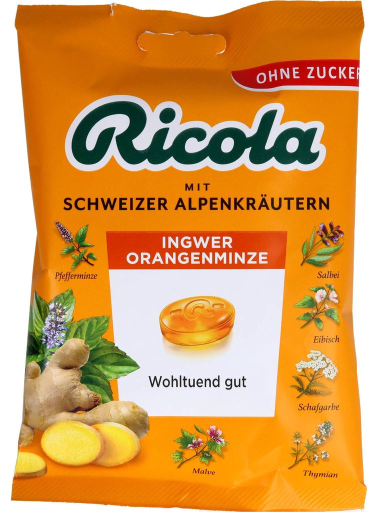 Ricola Bonbons mit Schweizer Alpenkräuter Ingwer Produktbild 