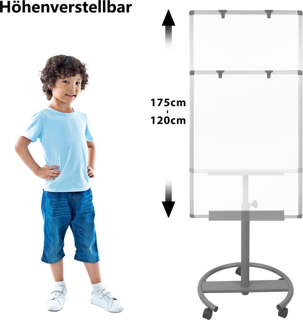 LZQ Flipchart mit Rollen - 60 x 90 cm,  höhenverstellbar Produktbild 5