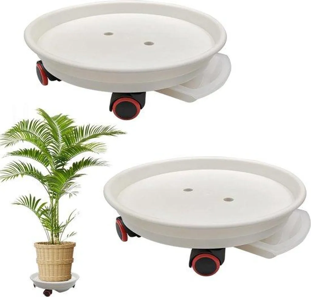 Double chariot de jardin robuste blanc 36 kg avec système d'arrosage