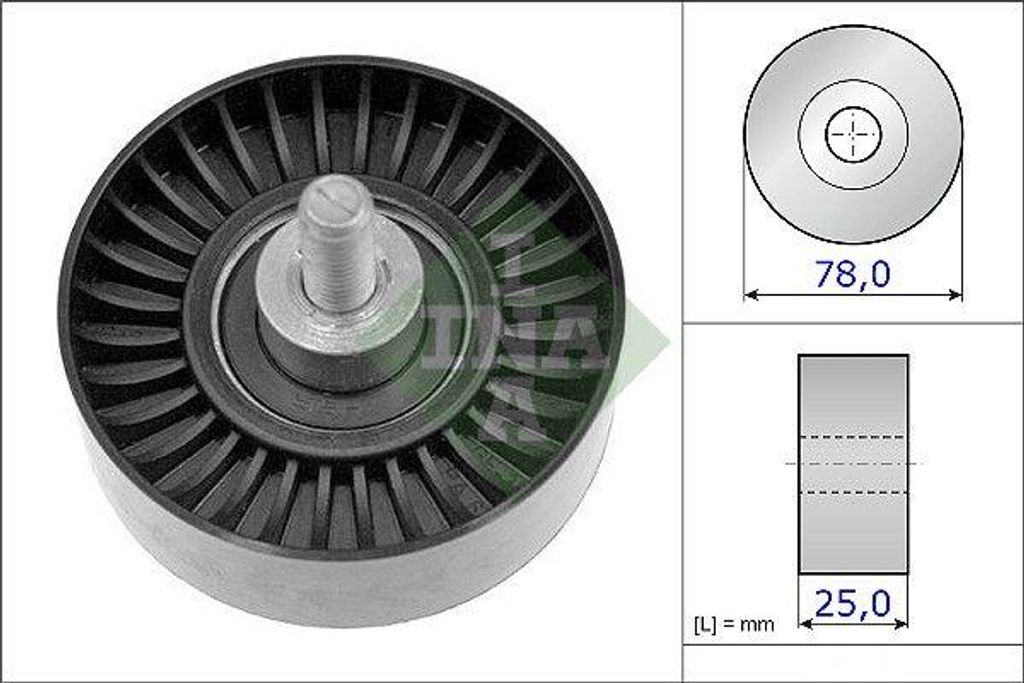 INA 532 0705 10 Umlenk-/Führungsrolle, Keilrippenriemen OE 5751E4 kompatibel mit C4er, C4, C8, Phedra, 206, 307, 607, 807, Expert, Jumpy, Xsara, S...