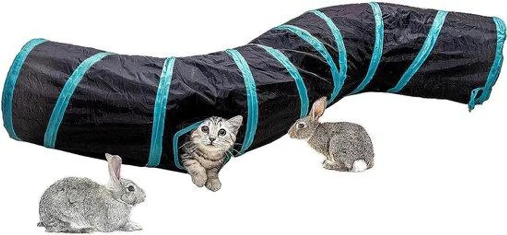 Tunnel pour chat pliable à deux entrées - Jouet interactif pour chaton