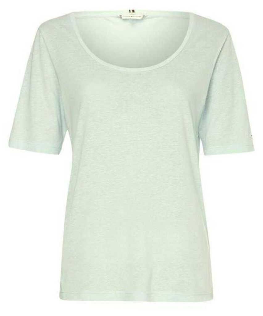 Tommy Hilfiger - T-Shirt für Damen, Runder Auschnitt, Leinen NA102 (XXS) (Hellgrün)