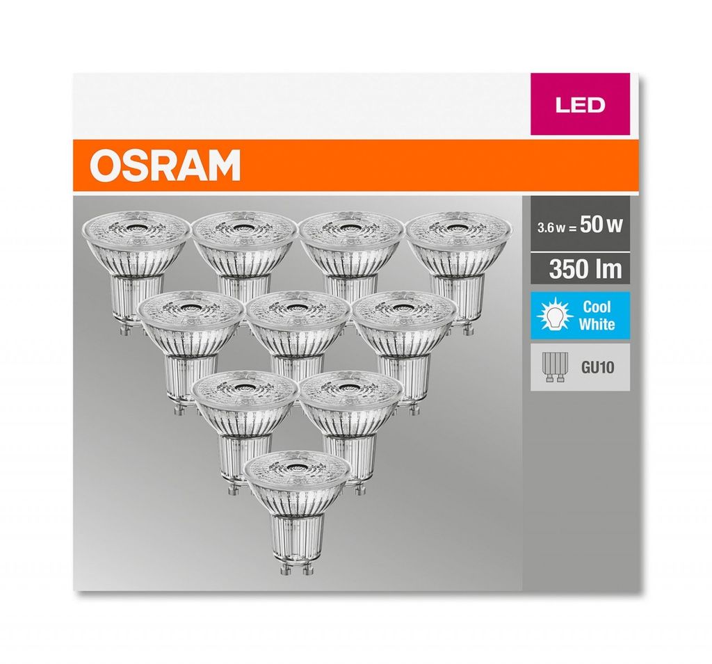 Osram PAR16 GU10 4.3W 4000K 10PACK LED-Reflektor, Sockel Produktbild 11