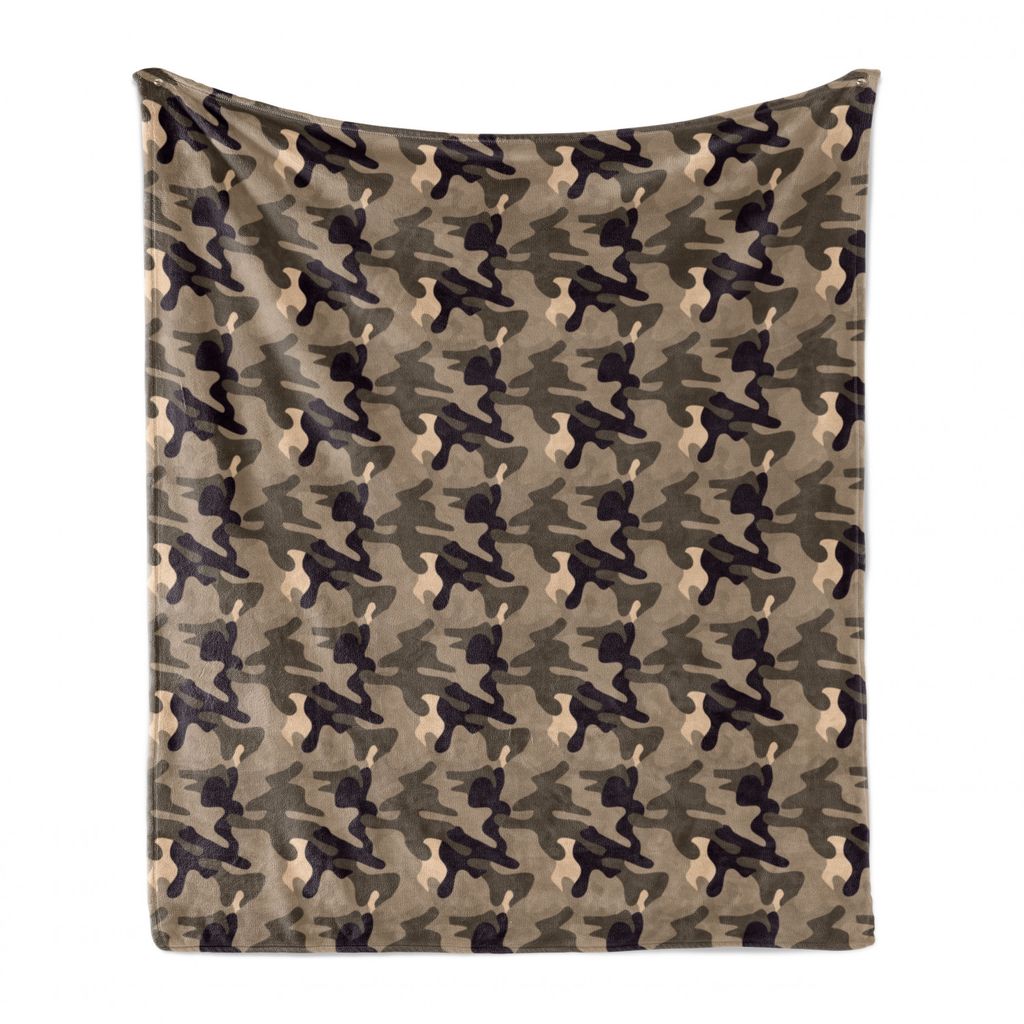 ABAKUHAUS Camo Weich Flanell Fleece Decke, Erdtöne Tarnung, Gemütlicher Plüsch für den Innen- und Außenbereich, 125 x 175 cm, Taupe Dark Tan