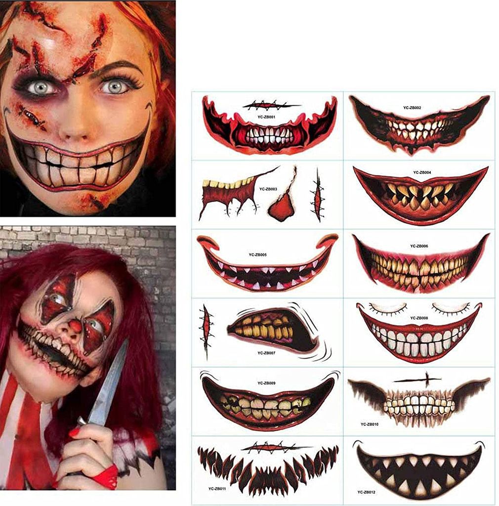 Halloween Mund Tattoos - 10 Temporäre Grusel-Tattoos Für Kostüm & Make-up