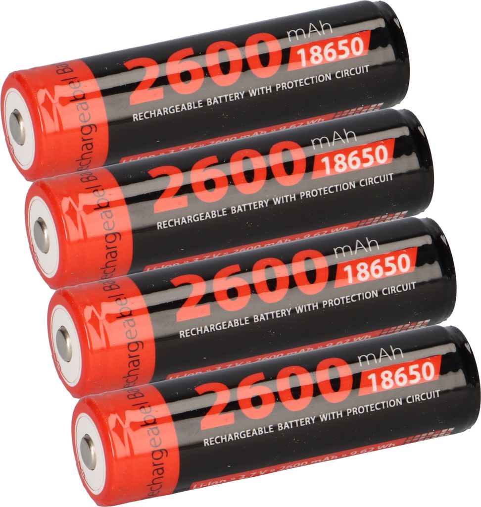 4x XCell Li-Ion 3,7V 2600mAh PCM protected, for Flashlights 18650 Taschnenlampen Akku