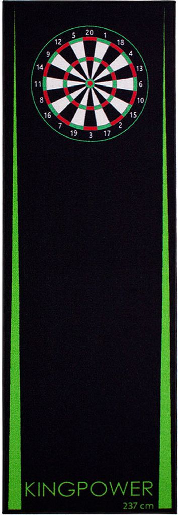 Kingpower Dartteppich mit Abwurflinie, Dart Zubehör mit Motiv, Dartmatte mit Oche, pflegeleichter Teppich rutschfest , Auswahl:Design 1 - 237 x 80 cm