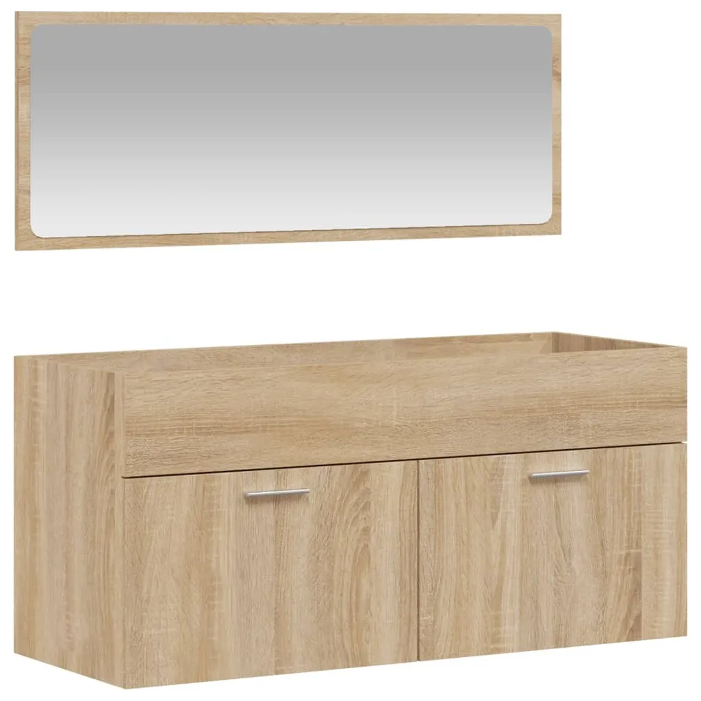 Mobile Bagno con Specchio Rovere Sonoma vidaXL - Arredo Salvaspazio