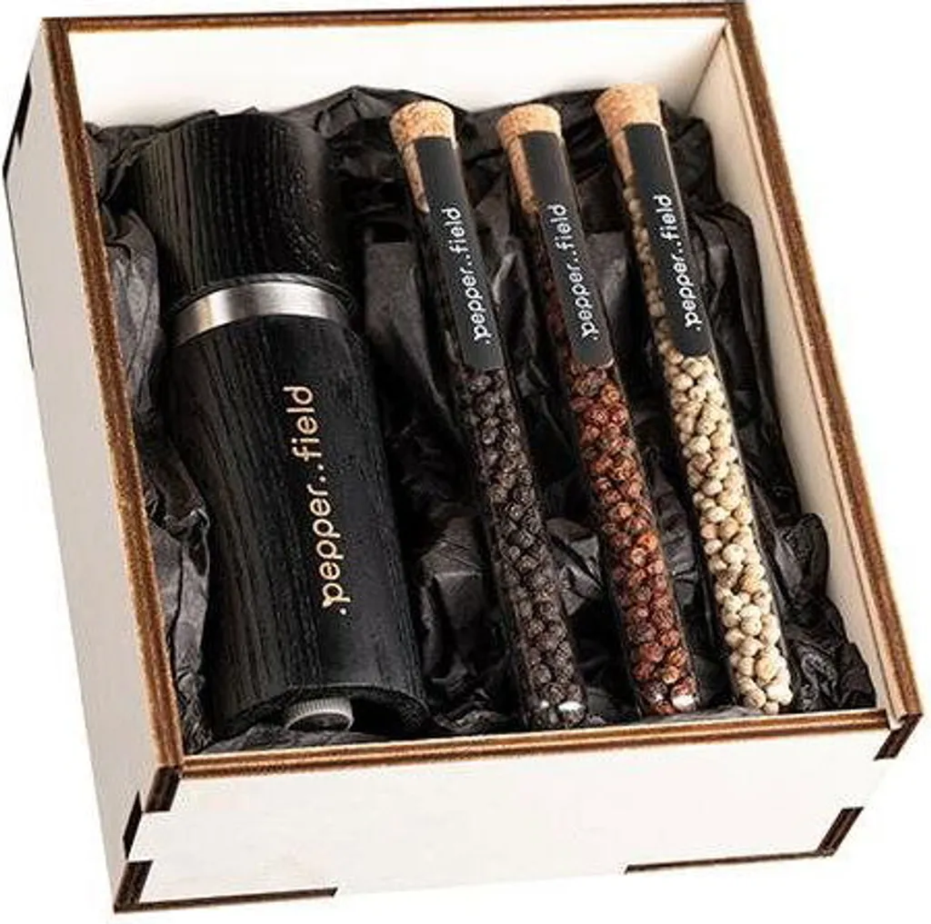 Set d'Éprouvettes de Poivre 3x10g avec Broyeur Noir Design et Compact
