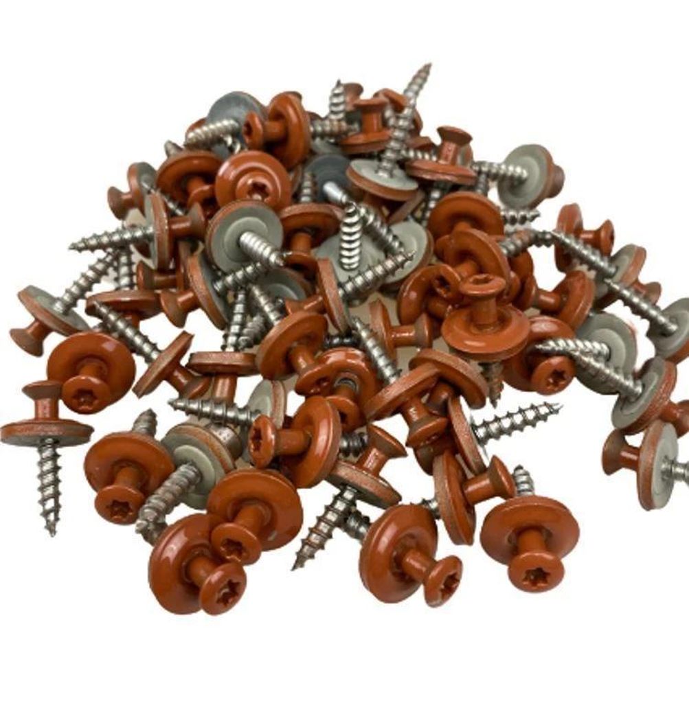 Spenglerschrauben V2A mit Dichtscheibe 4,5 mm x 45 mm - 50 Stück - rot