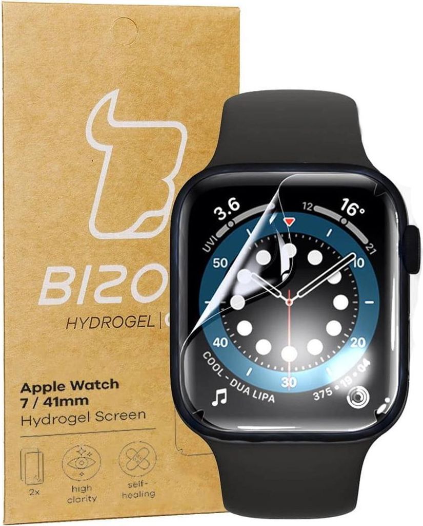 Bizon Glass Hydrogel Displayschutzfolie, Apple Watch 41 mm, 2 Stück