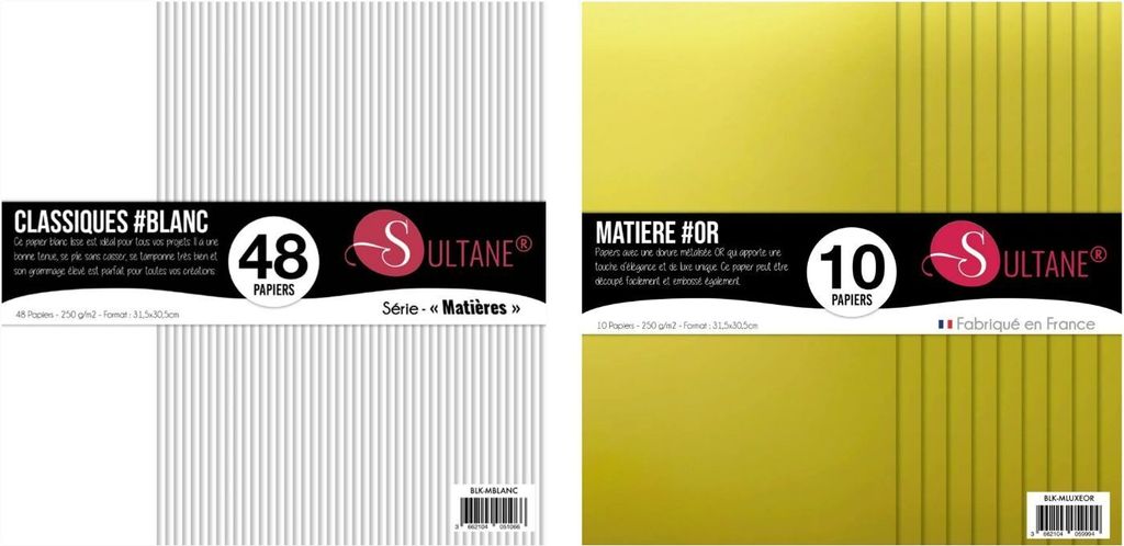 58 Scrapbooking-Papierpakete Weiß und Gold - H: 30,5 cm
