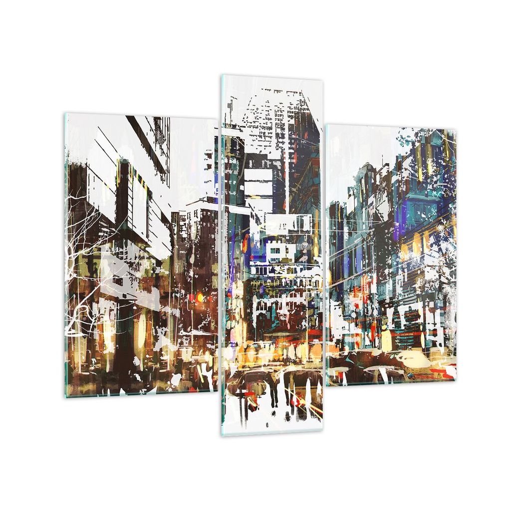 Bilder auf glas - Stadt Straße Haus - 95x80cm - Glasbilder - Wandbilder - Kunstdruck - zum Aufhängen bereit - Wanddekoration aus Glas - Glas Bild...