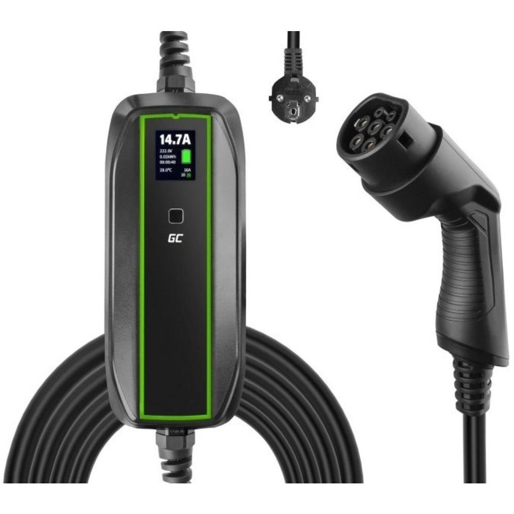 Green Cell EV16, Czarny, LCD, Czarny, IP66, Typ 2, Prąd Zdjęcie produktu 