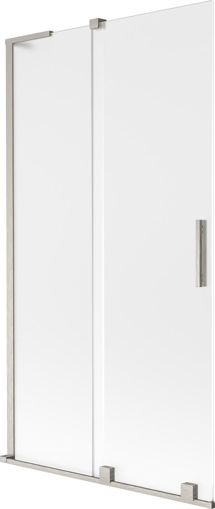 Mexen Velar L Badewannenfaltwand 2-flügelig verschiebbar 100 x 150 cm, Milchglas, gebürsteter Nickel - 896-100-003-31-97
