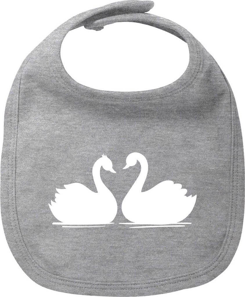 Huuraa Baby Lätzchen Schwan Pärchen Heather Grey Klettverschluss Baumwolle Latz Geschenkidee
