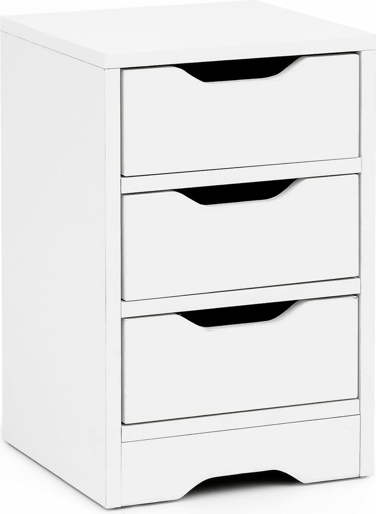 Nachtkonsole WL5.704 31x49x31 cm Weiß Matt mit 3 Schubladen | Weisse Nachtkommode mit Stauraum | Nachttisch Schlicht Modern | Nachtschränkchen Kl...