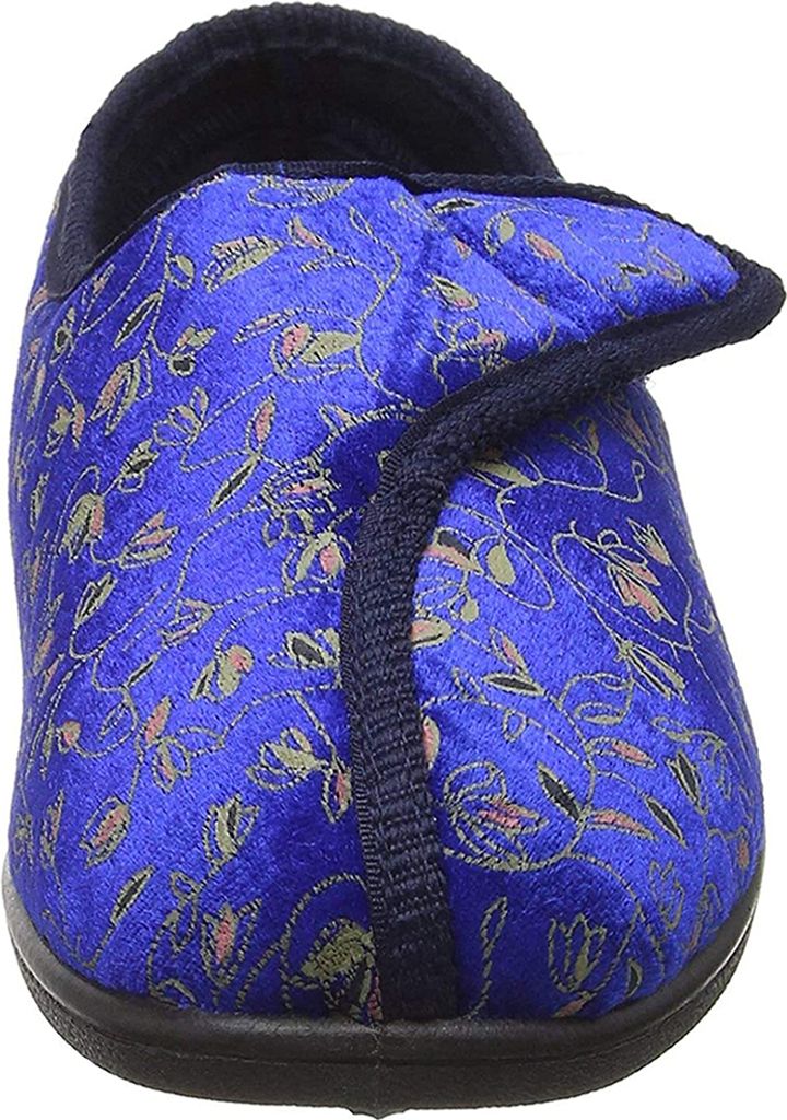 Zedzzz Janice Damen Hausschuhe mit Klettverschluss, Blumenmuster DF533 (37 EUR) (Marineblau)