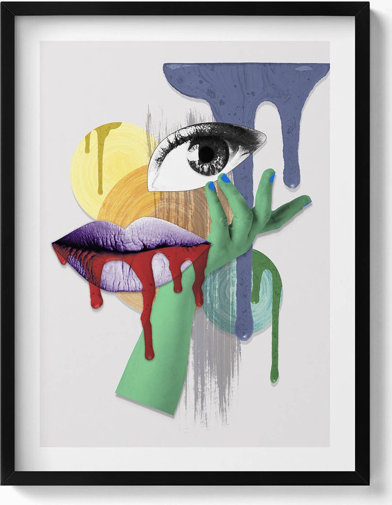 Surreale Collage– Wandbild mit Rahmen – Gerahmtes Bild – Wanddekoration – 60x80 cm – Schwarz Rahmen