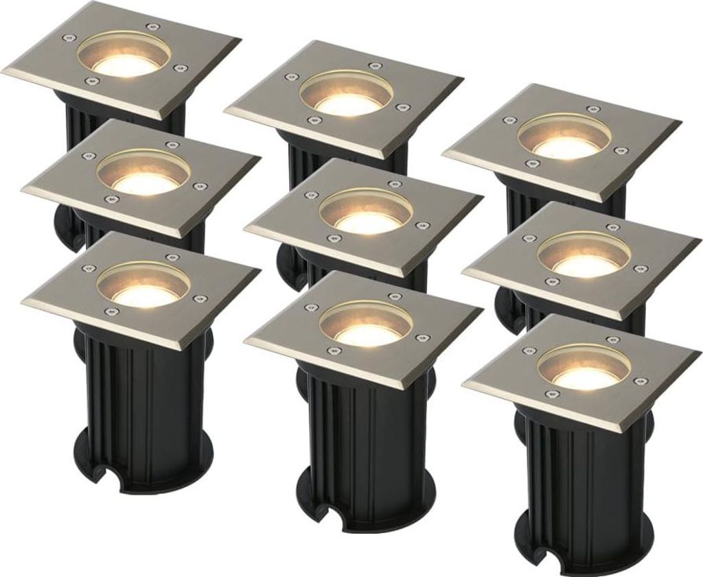 hoftronic Ramsay LED Bodeneinbaustrahler 4W 345lm 6500K IP67 Edelstahl 9er Set