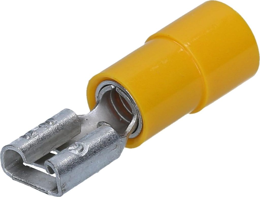 10 Stück Kalitec FHG638 Flachsteckhülse gelb 6,3x0,8 I 4-6mm² Kabelverbinder I teilisoliert I Messing I für Kfz & Industrie